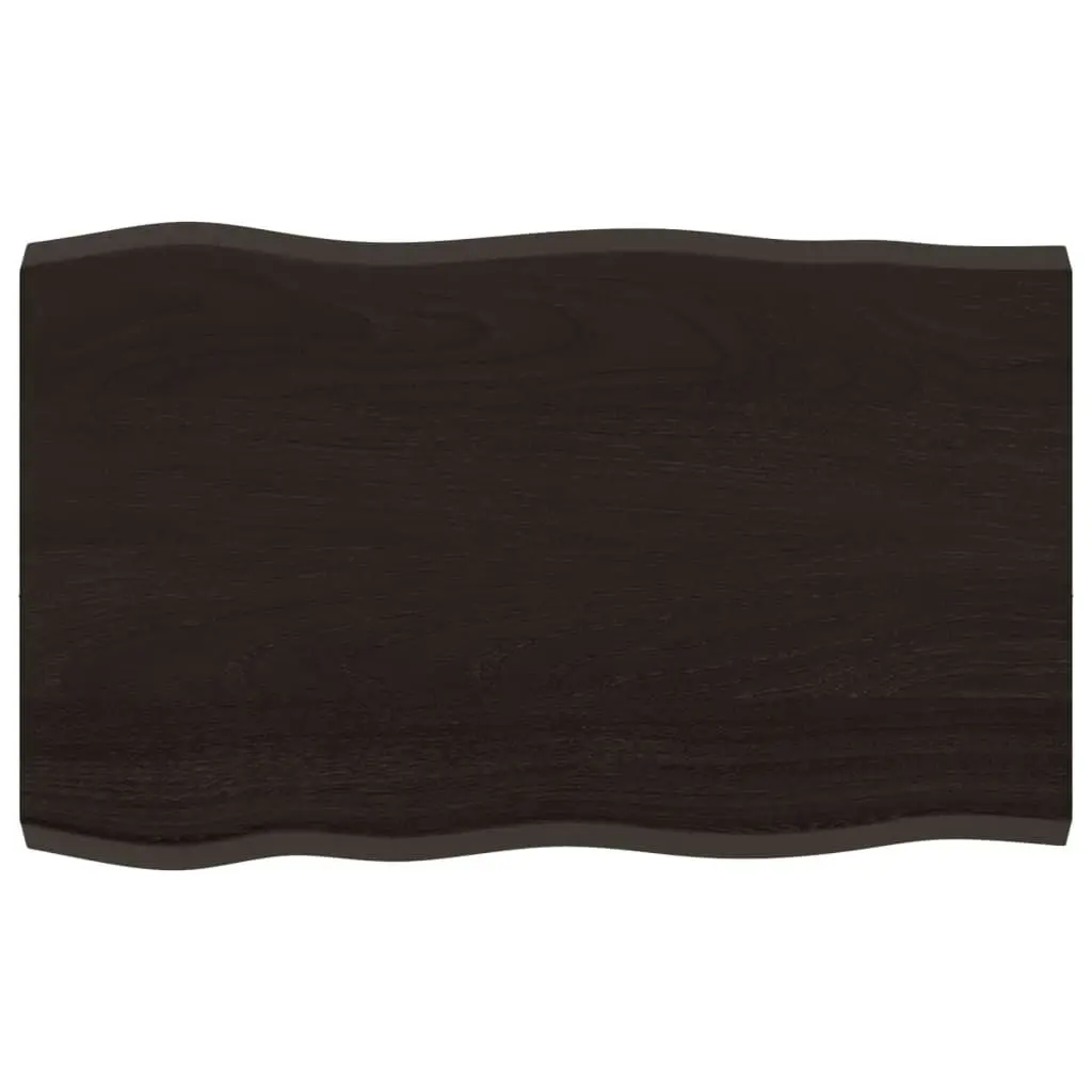 Table Top Dark Brown 80x50x(2-4) cm Treated Solid Wood Live Edge 364008