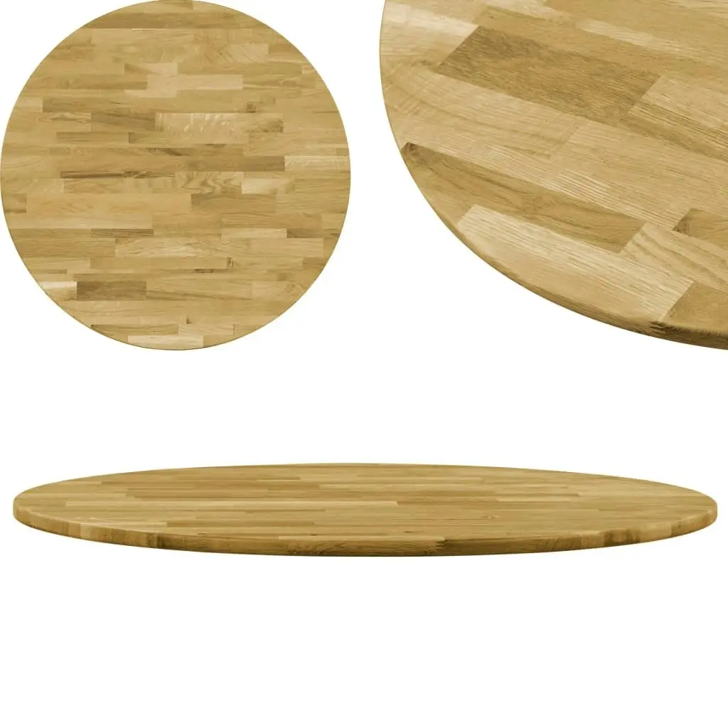 Table Top Solid Oak Wood Round 23 mm 600 mm 245983