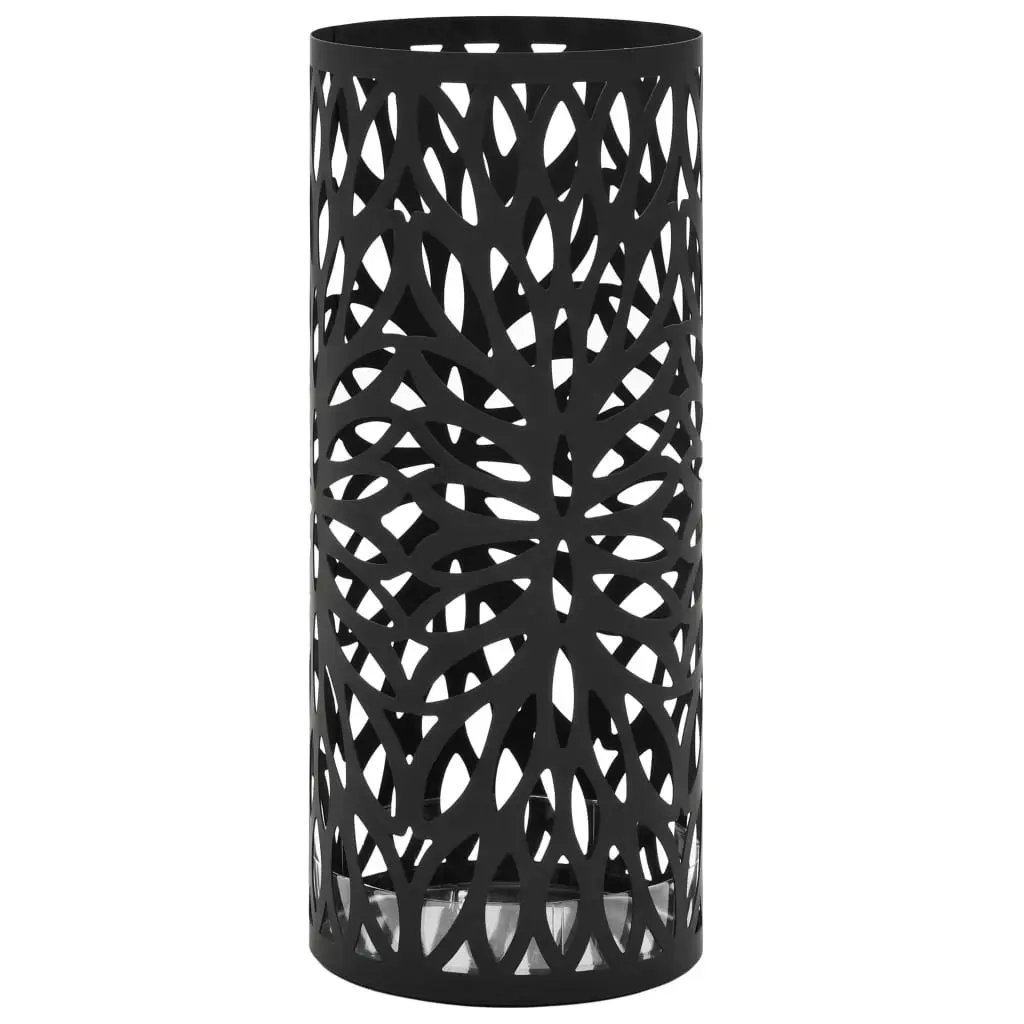 Umbrella Stand Leaves Steel Black 246802