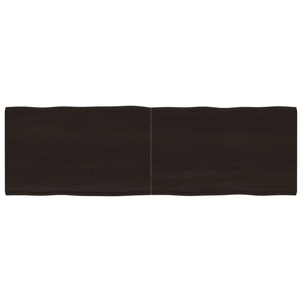 Table Top Dark Brown 160x50x(2-4) cm Treated Solid Wood Live Edge 364036