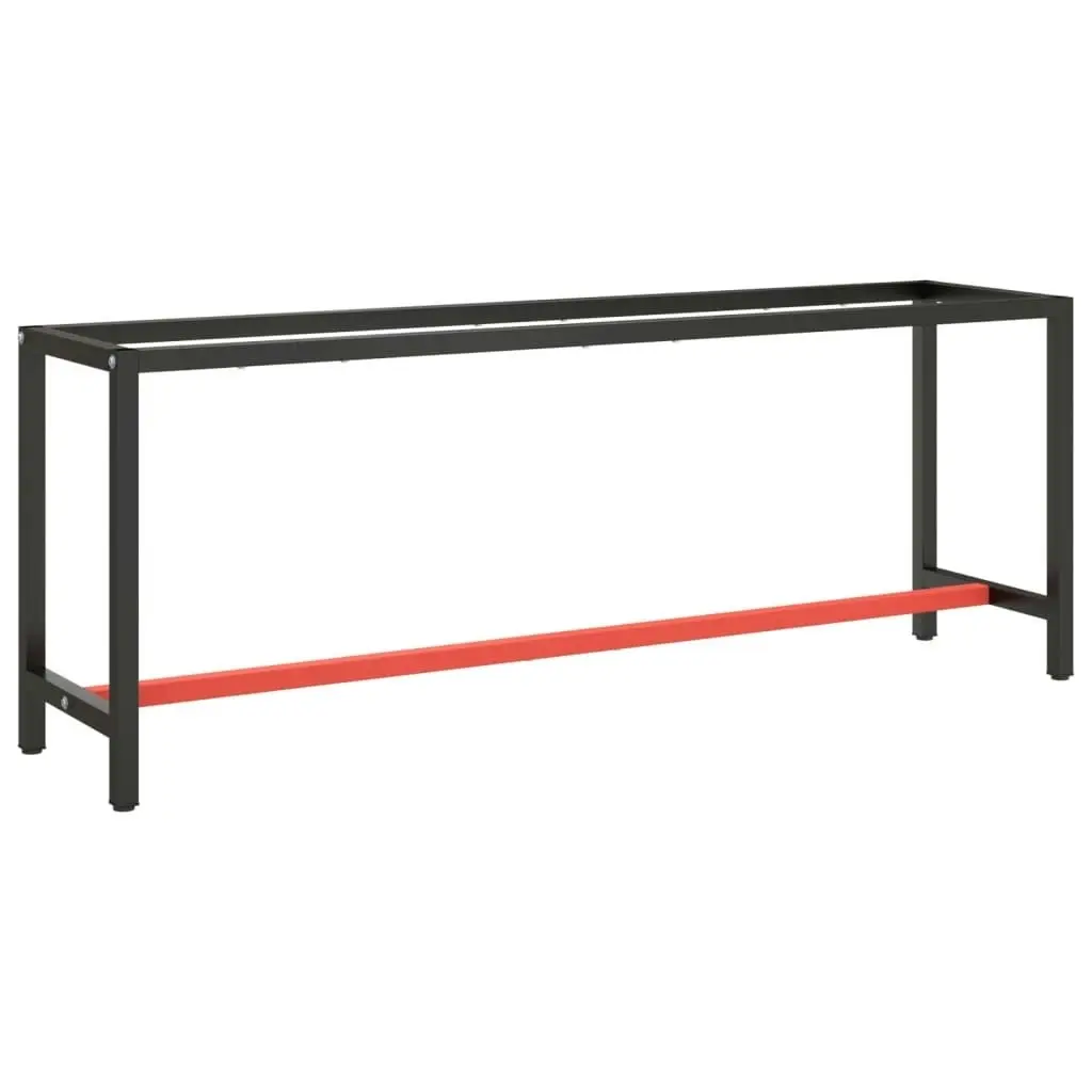 Work Bench Frame Matte Black and Matte Red 210x50x79 cm Metal 151454