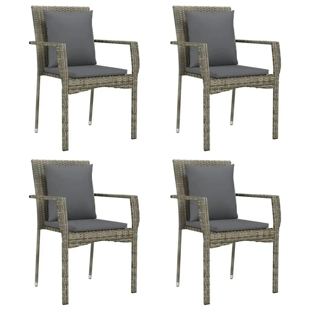 Garden Chairs with Cushions 4 pcs Poly Rattan Grey 319880