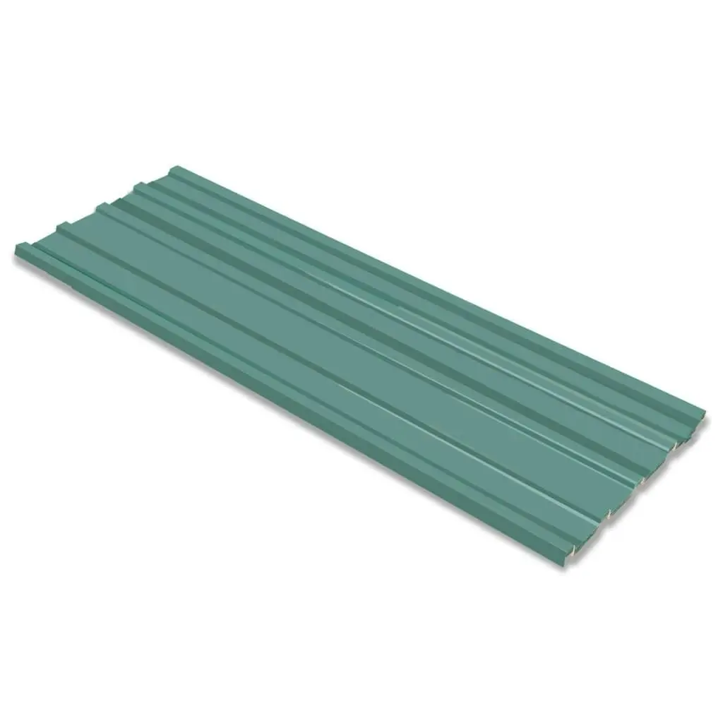 Roof Panels 12 pcs Galvanised Steel Green 42984