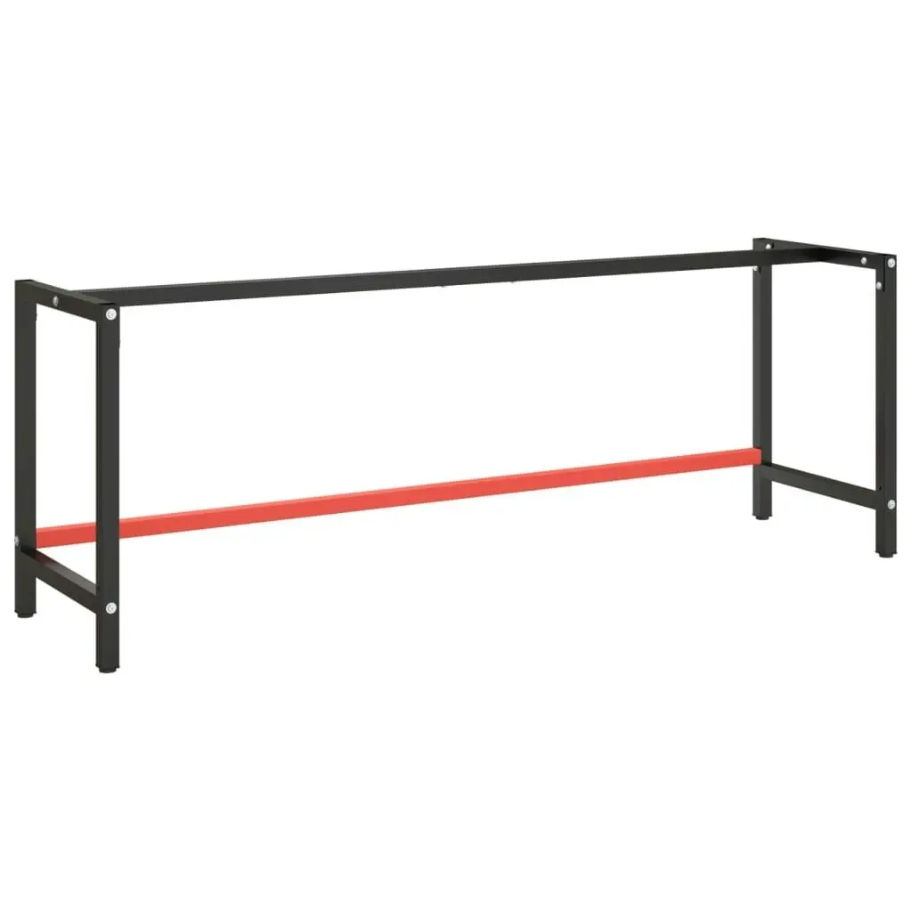 Work Bench Frame Matte Black and Matte Red 220x57x79 cm Metal 151458