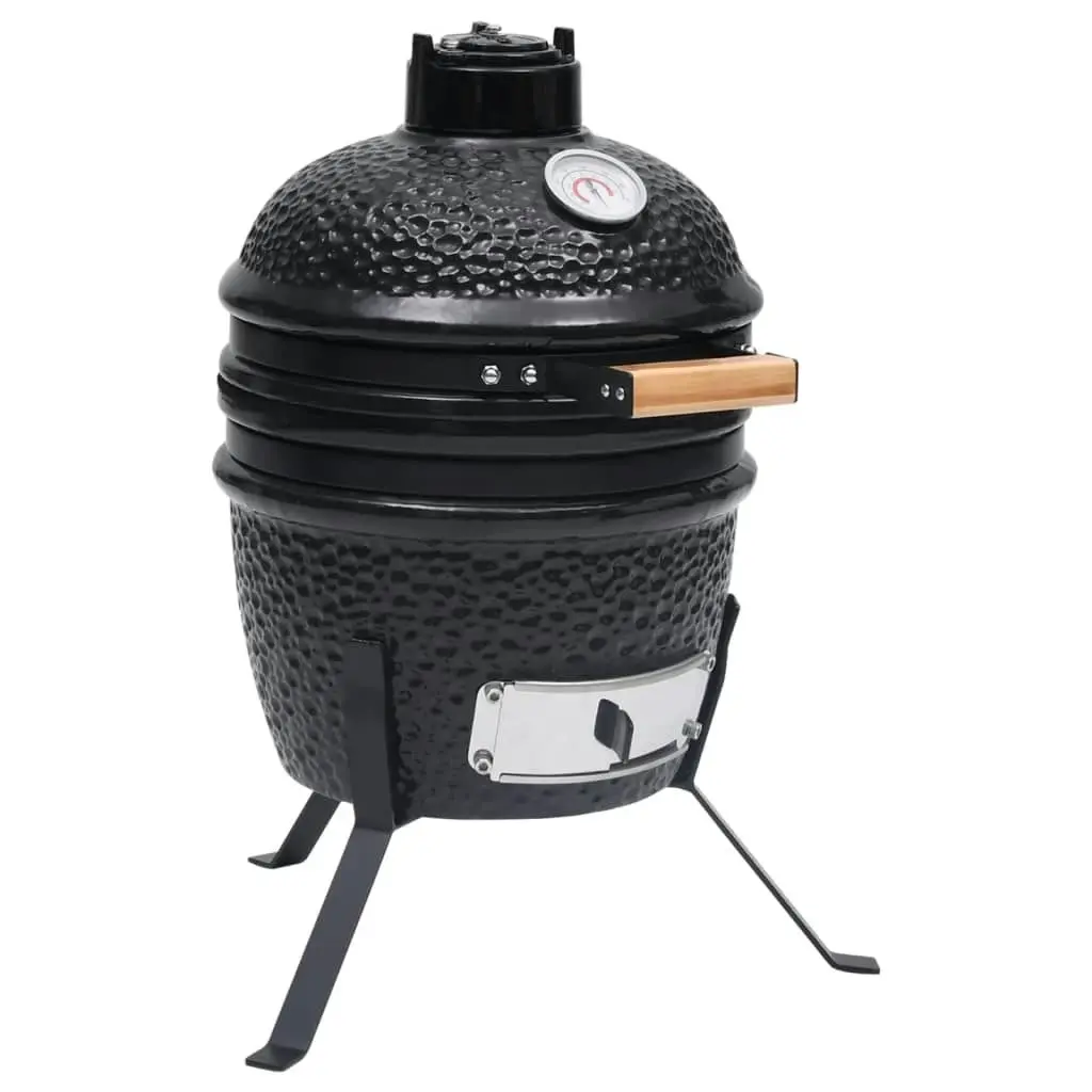 2-in-1 Kamado Barbecue Grill Smoker Ceramic 56 cm Black 316093