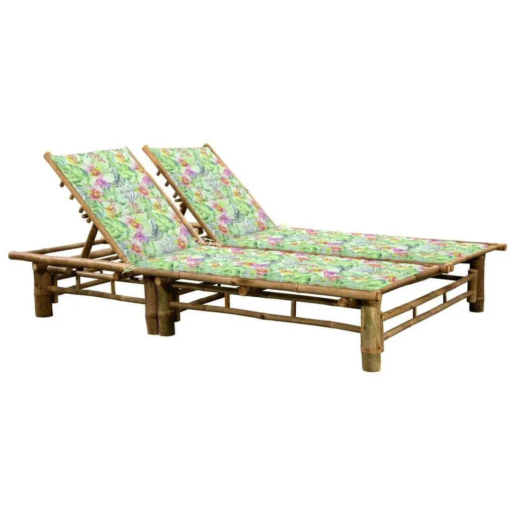 2-Person Sun Lounger with Cushions Bamboo 3063957