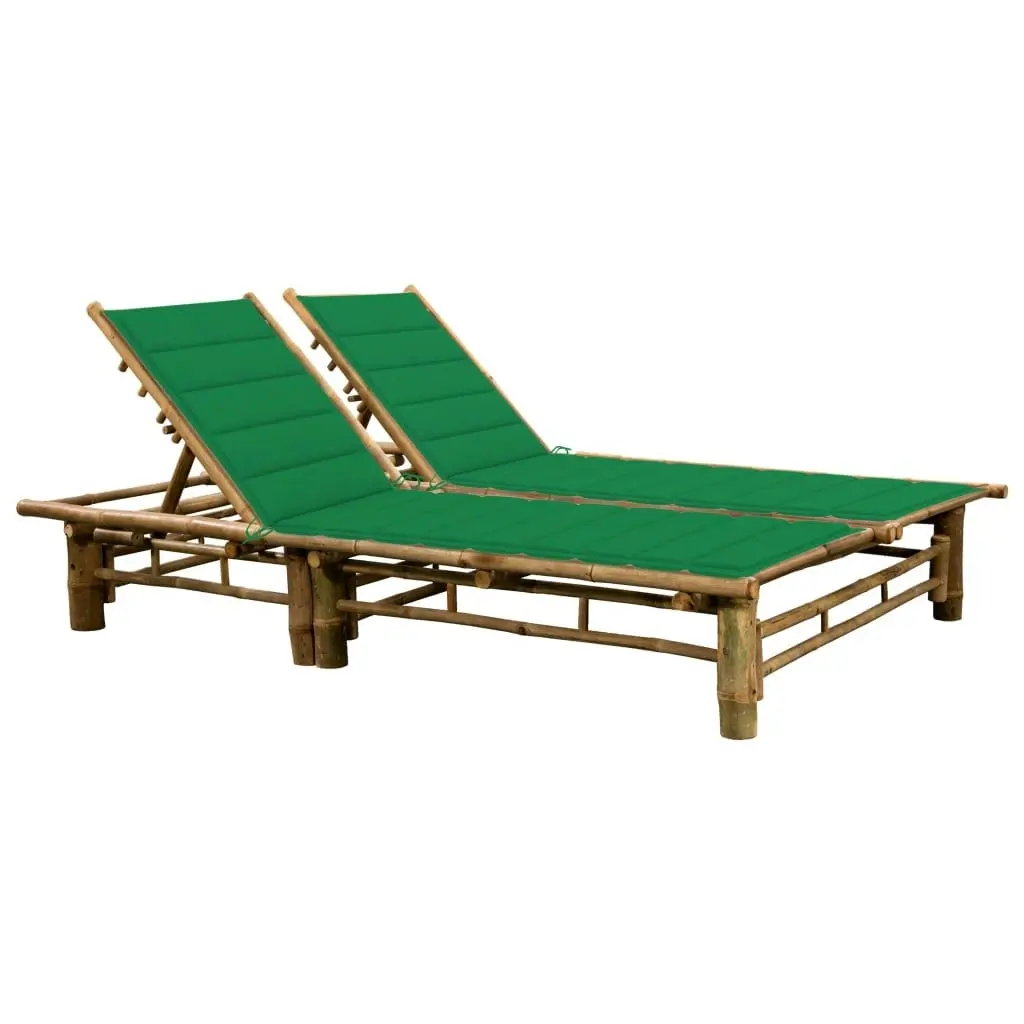 2-Person Sun Lounger with Cushions Bamboo 3063950