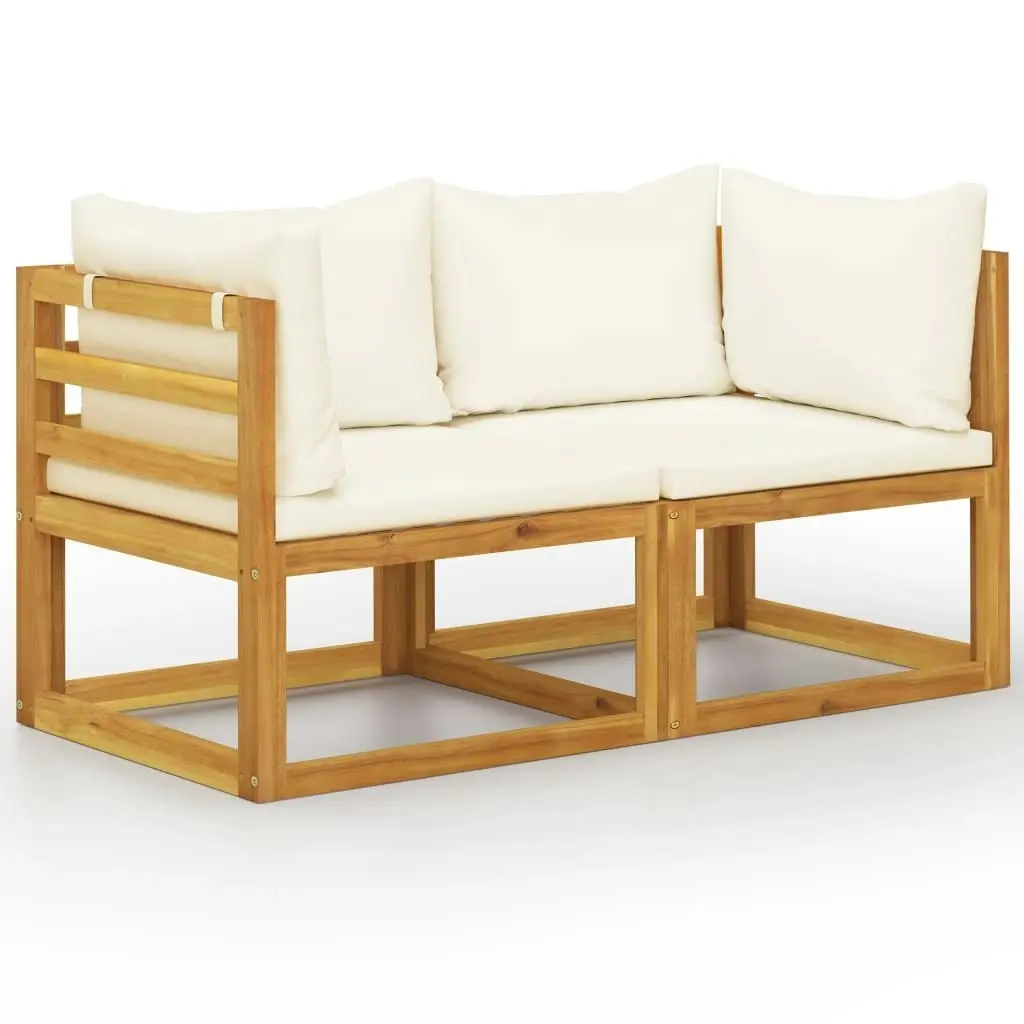 2-seater Garden Bench with Cream White Cushions 3068852