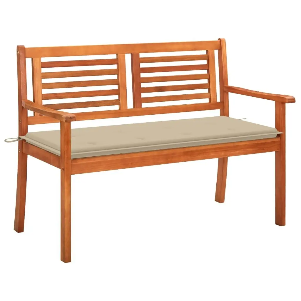 2-Seater Garden Bench with Cushion 120 cm Solid Eucalyptus Wood 3060972