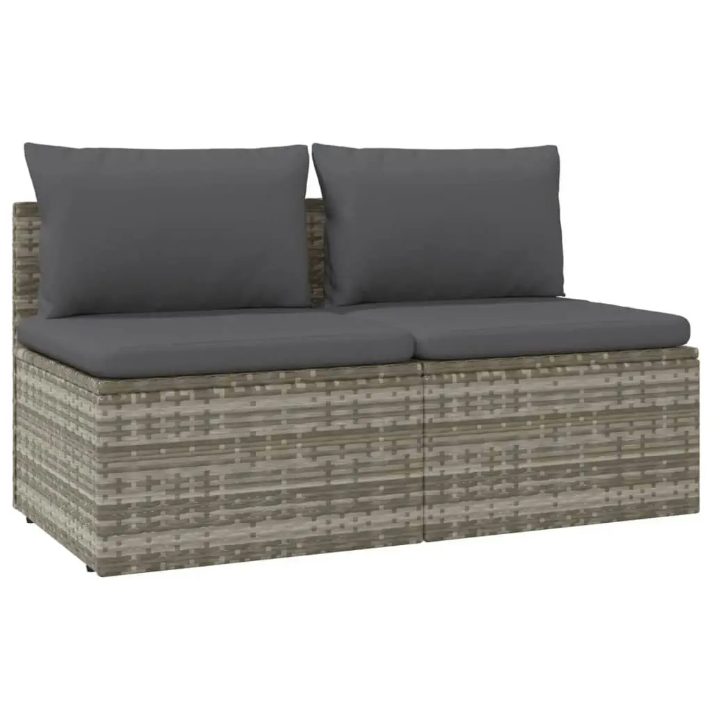 2-Seater Garden Sofa with Cushions Grey Poly Rattan 318671