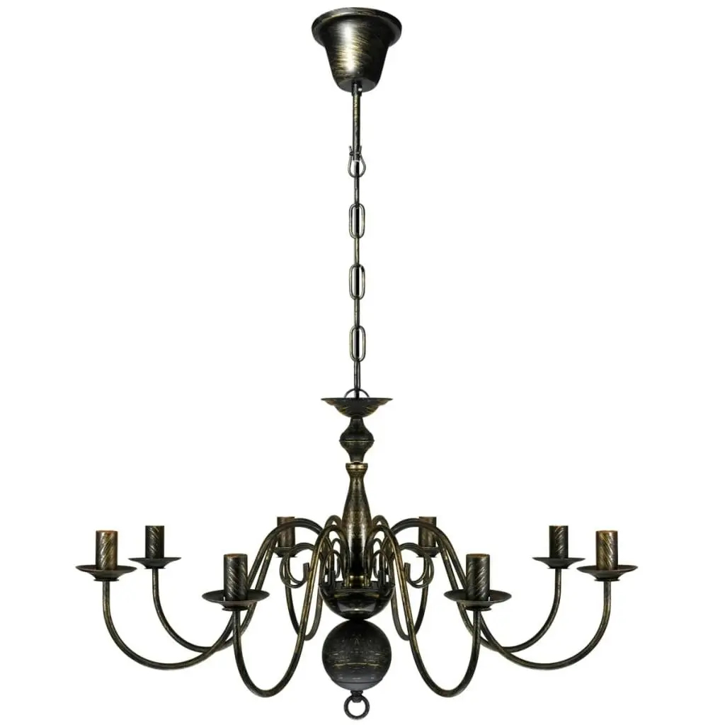 Antique Black Metal Chandelier 8 x E14 Bulbs 241384