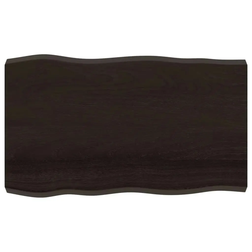 Table Top Dark Brown 100x60x(2-6) cm Treated Solid Wood Live Edge 364021