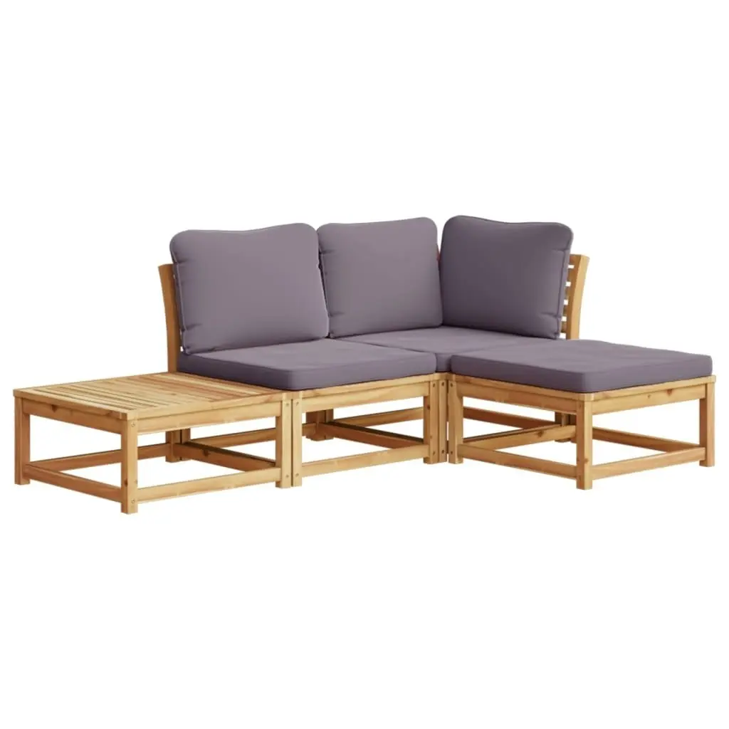 4 Piece Garden Lounge Set with Cushions Solid Wood Acacia 3214307