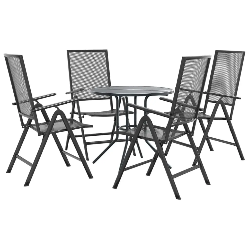 Reclining Garden Chair Set 5 Piece Anthracite Powder-coated Steel 3283761