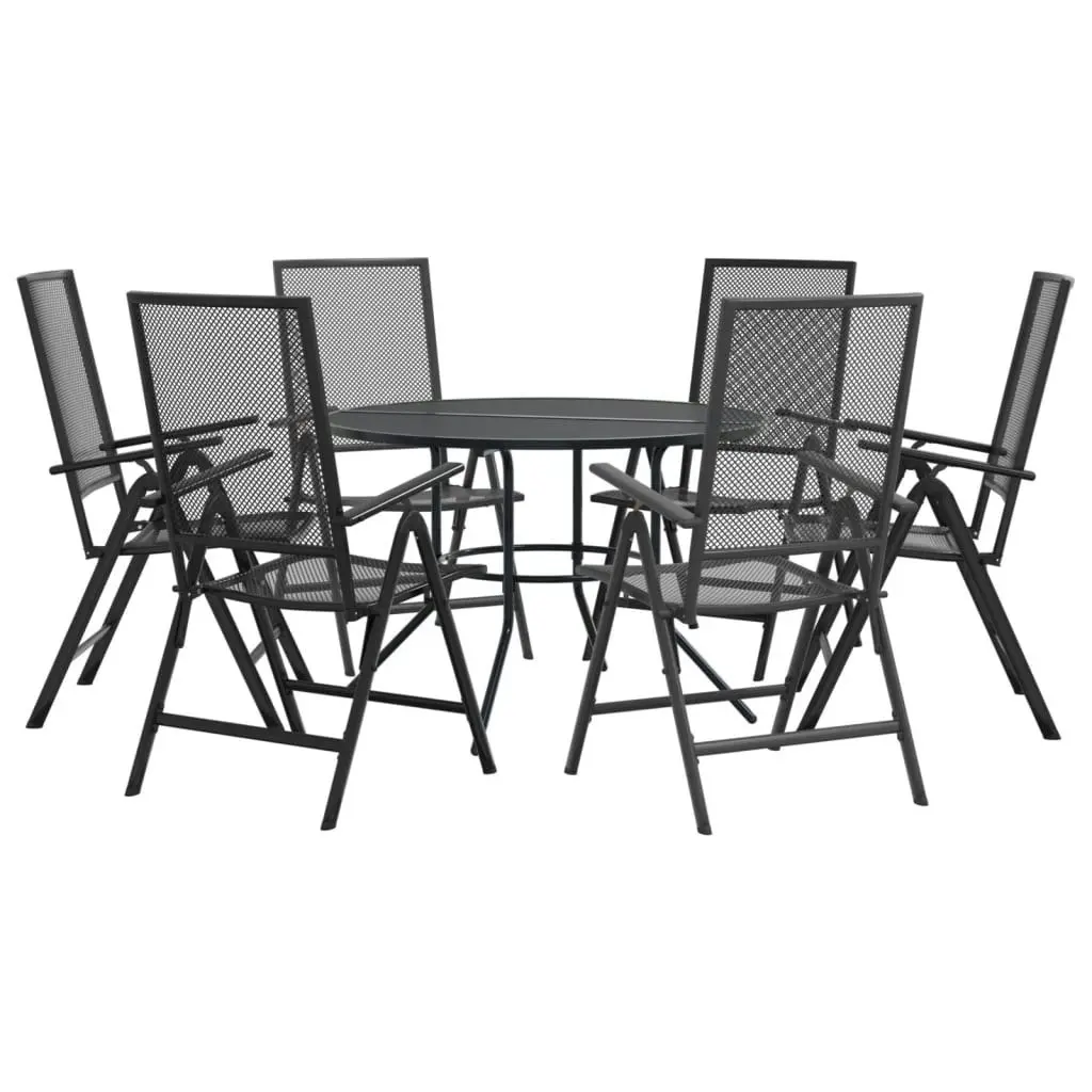 Reclining Garden Chair Set 7 Piece Anthracite Powder-coated Steel 3283763