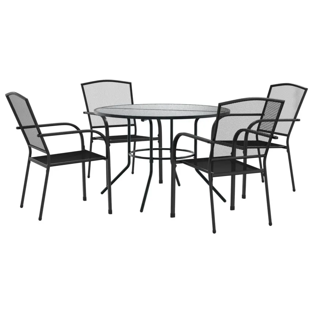 Stackable Garden Chair Set 5 Piece Anthracite Powder-coated Steel 3283758