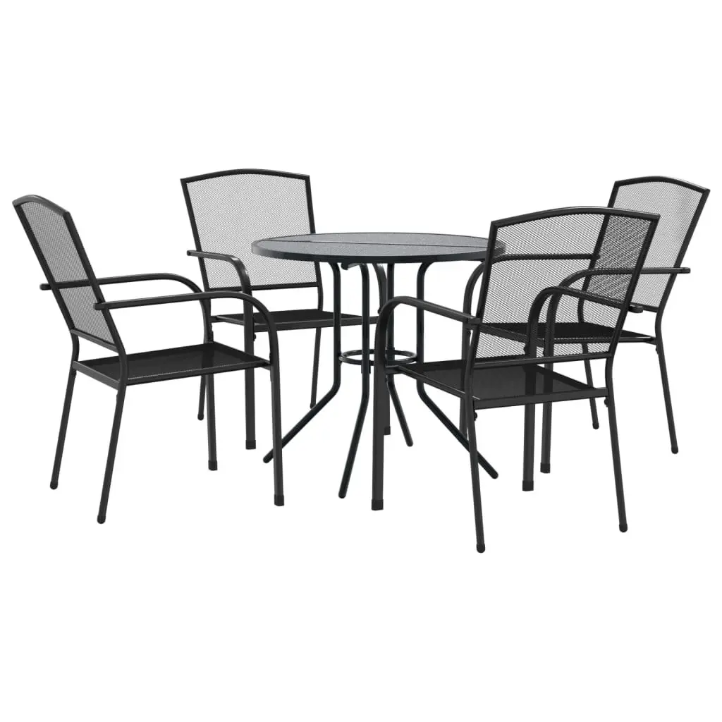 Stackable Garden Chair Set 5 Piece Anthracite Powder-coated Steel 3283757