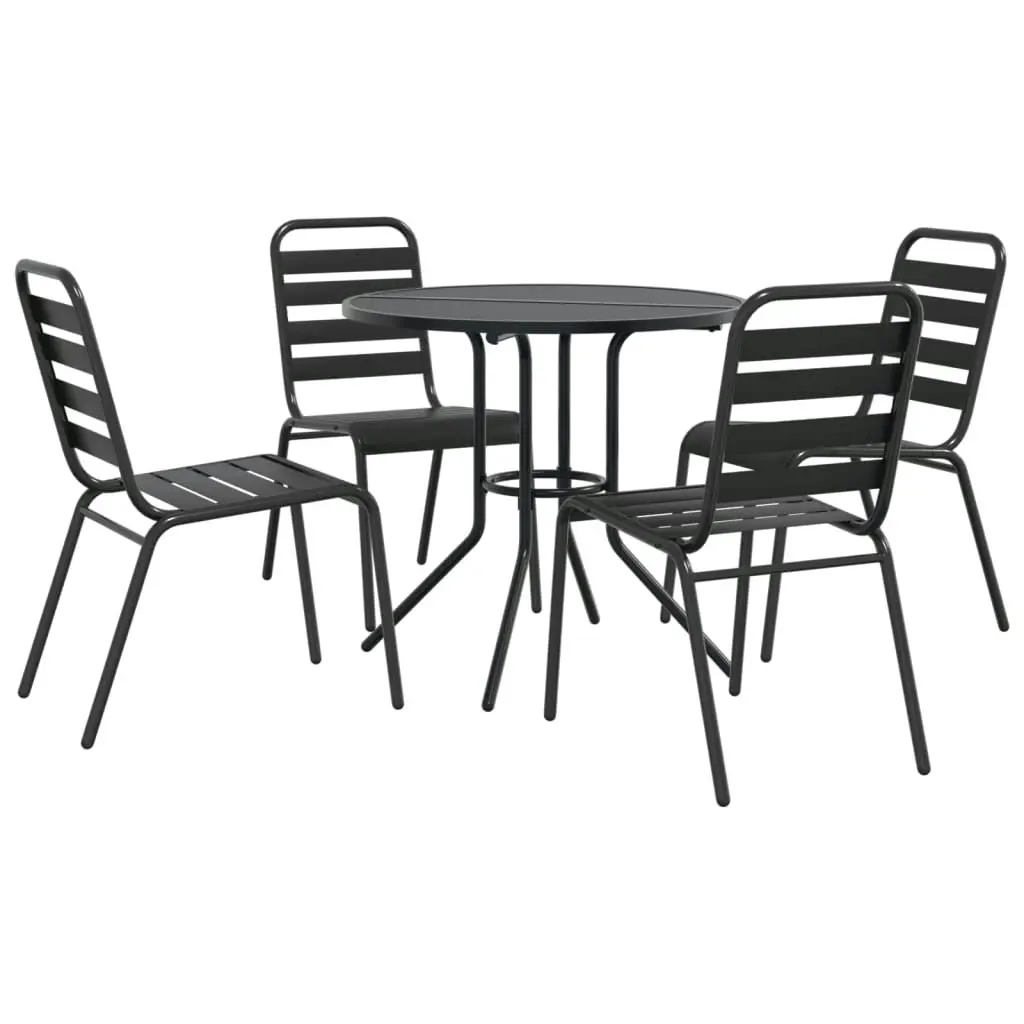 Stackable Garden Chair Set 5 Piece Anthracite Powder-coated Steel 3283765