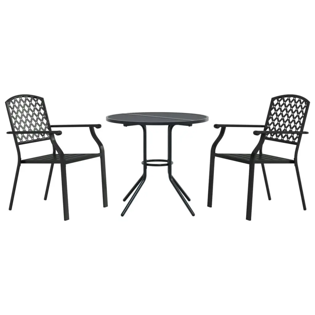 Stackable Garden Chair Set 3 Piece Anthracite Powder-coated Steel 3283768