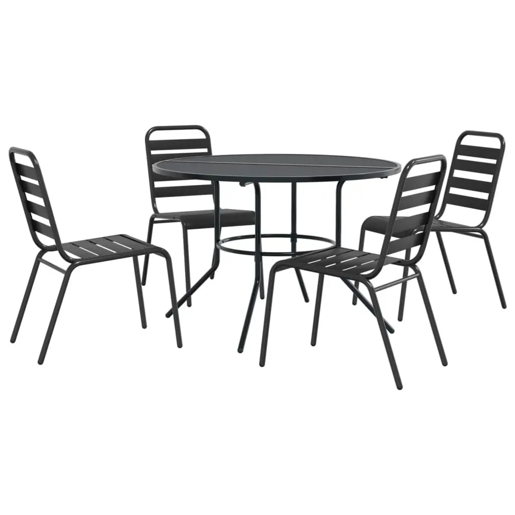 Stackable Garden Chair Set 5 Piece Anthracite Powder-coated Steel 3283766