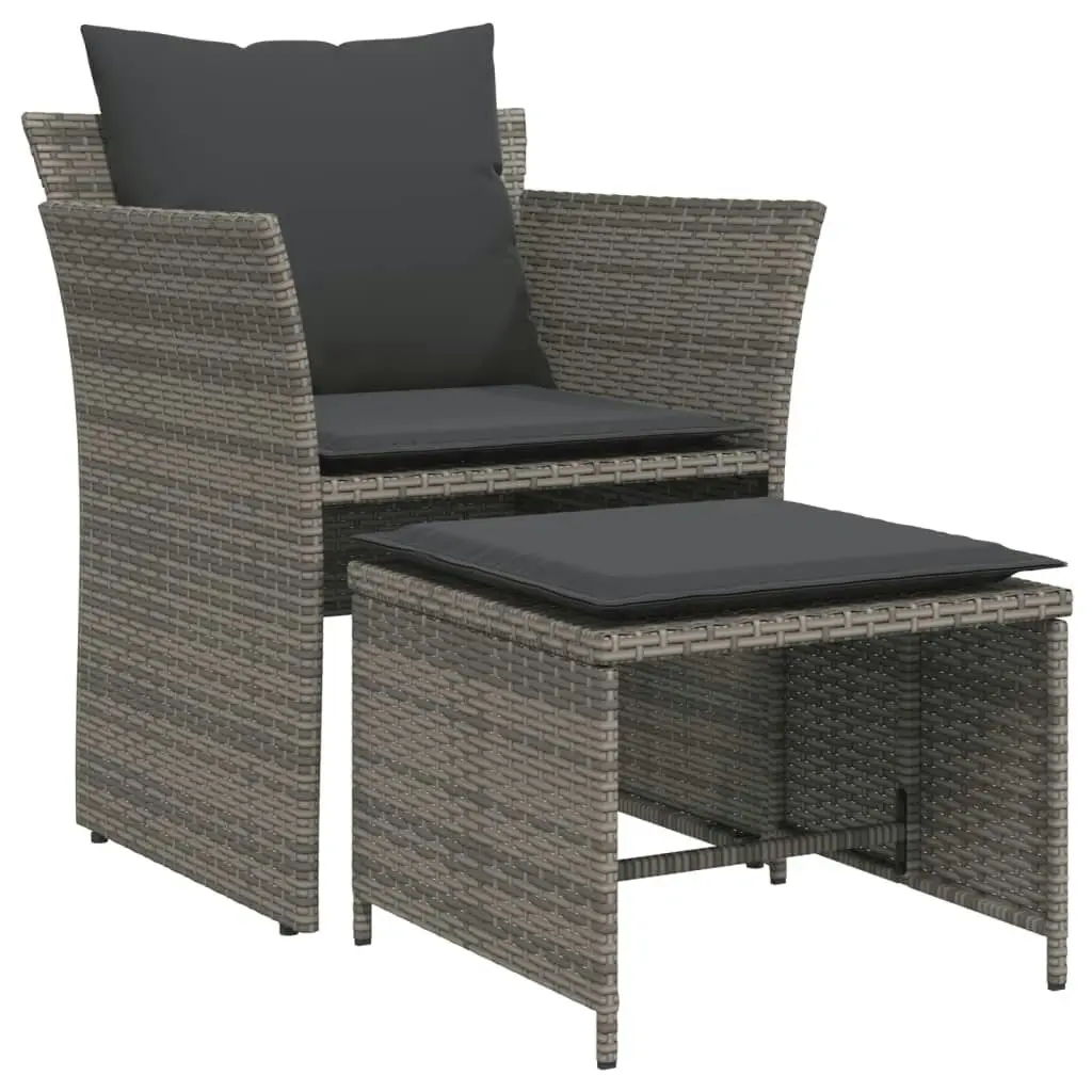 Garden Chair with Footstool Grey Poly Rattan 368618