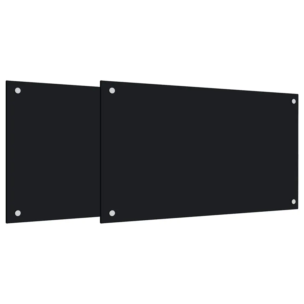 Kitchen Backsplashes 2 pcs Black 70x50 cm Tempered Glass 3315796