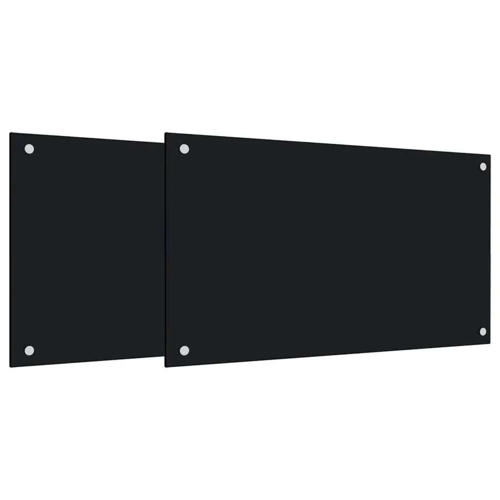 Kitchen Backsplashes 2 pcs Black 70x60 cm Tempered Glass 3315797