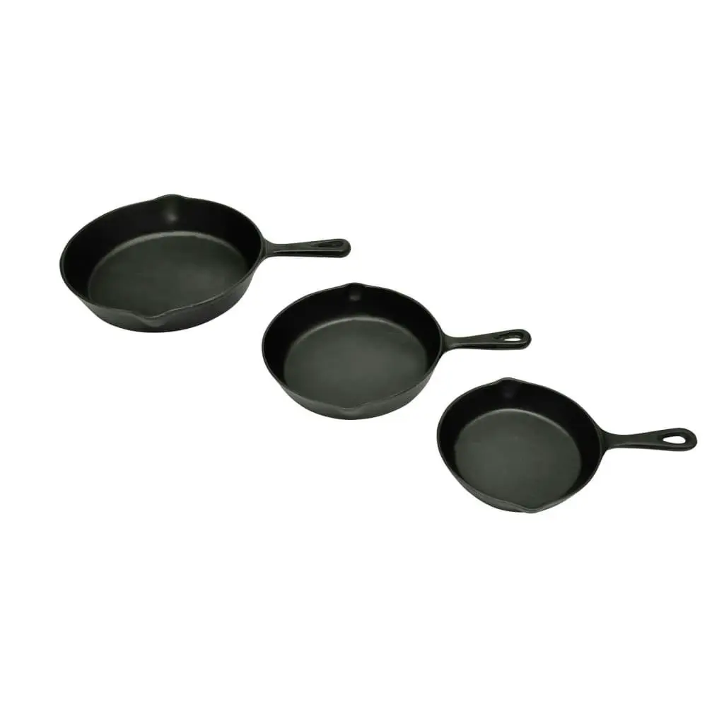 Set of 3 BBQ Steak Pans Cast Iron 50122