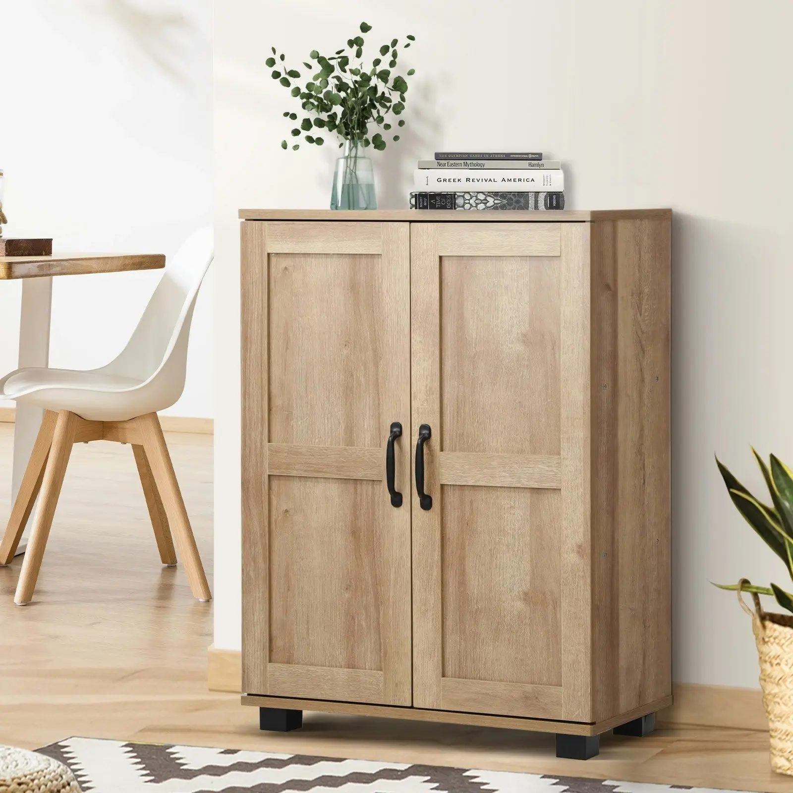 Oikiture Bathroom Storage Cabinet Buffet Sideboard 2 Door Cupboard Natural