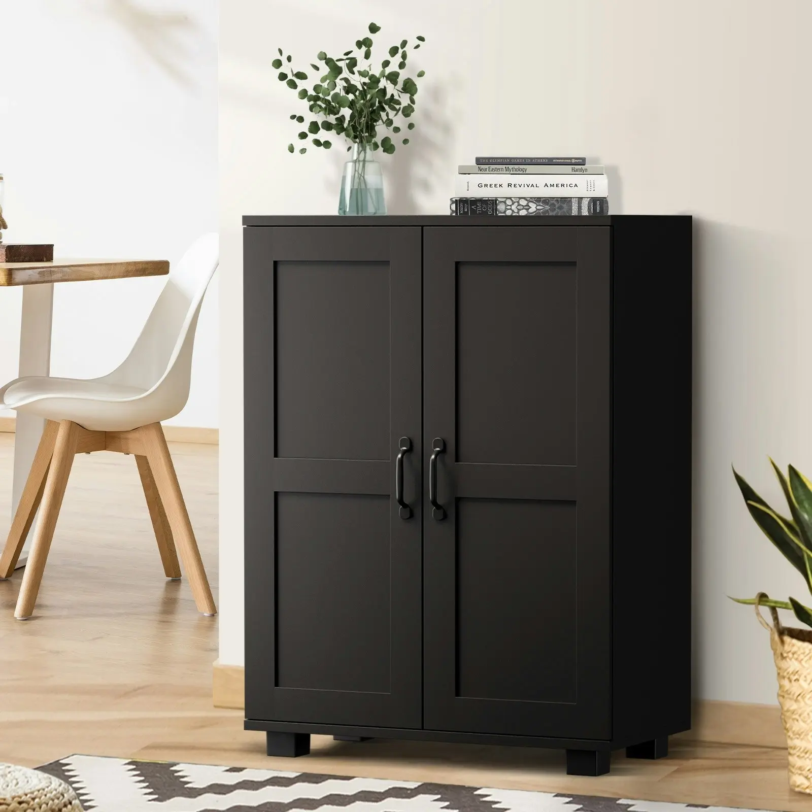 Oikiture Bathroom Storage Cabinet Buffet Sideboard 2 Door Cupboard Black