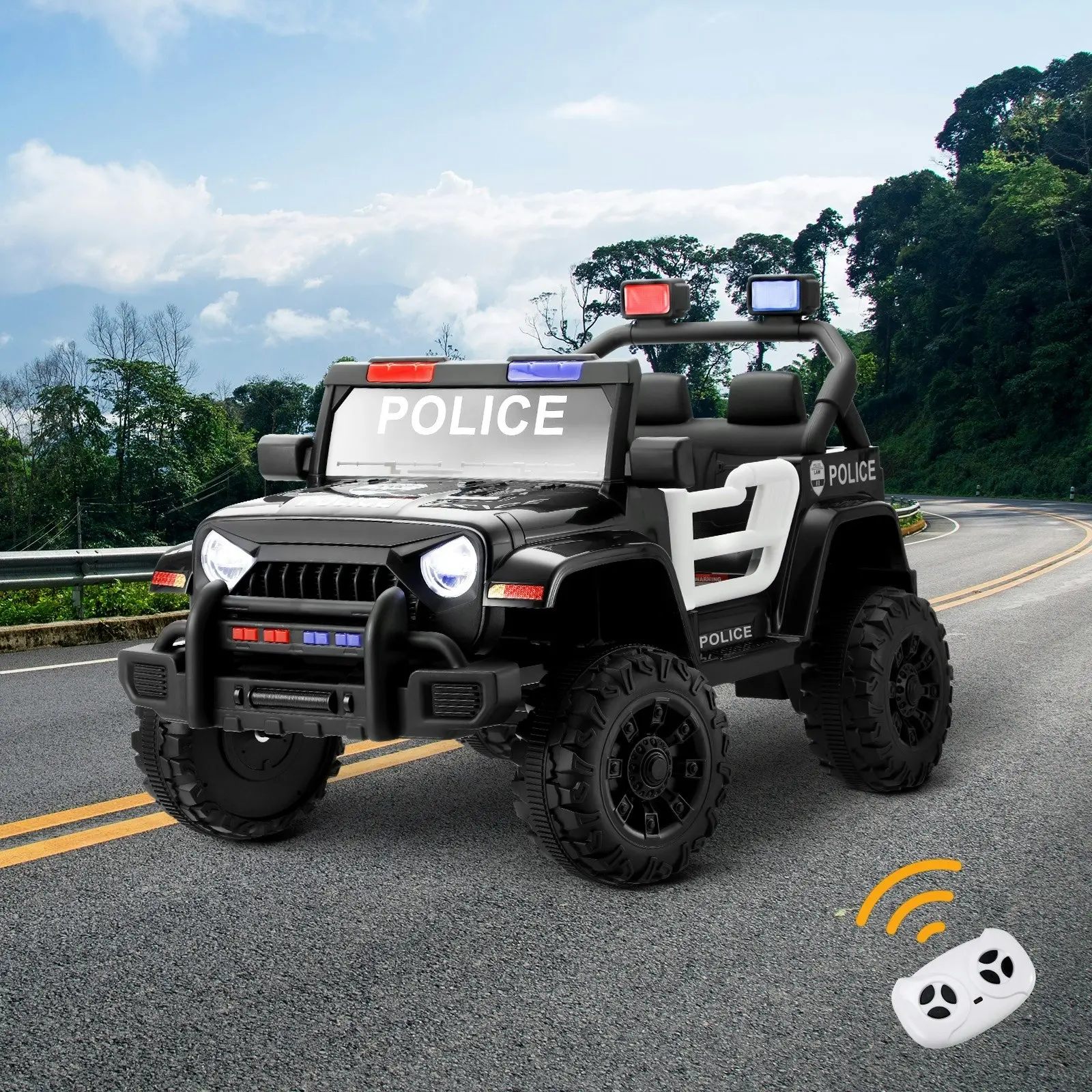 Mazam Kids Ride On Car Police 12V Electric Toy Remote Control