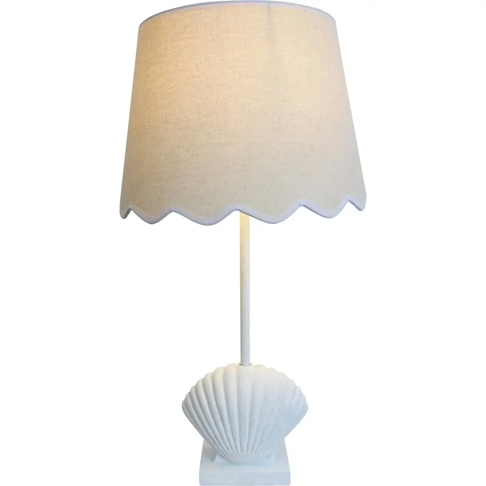 LVD Linen/Polyresin Lamp Fan Shell Home/Room Decor Tabletop Light 70cm White