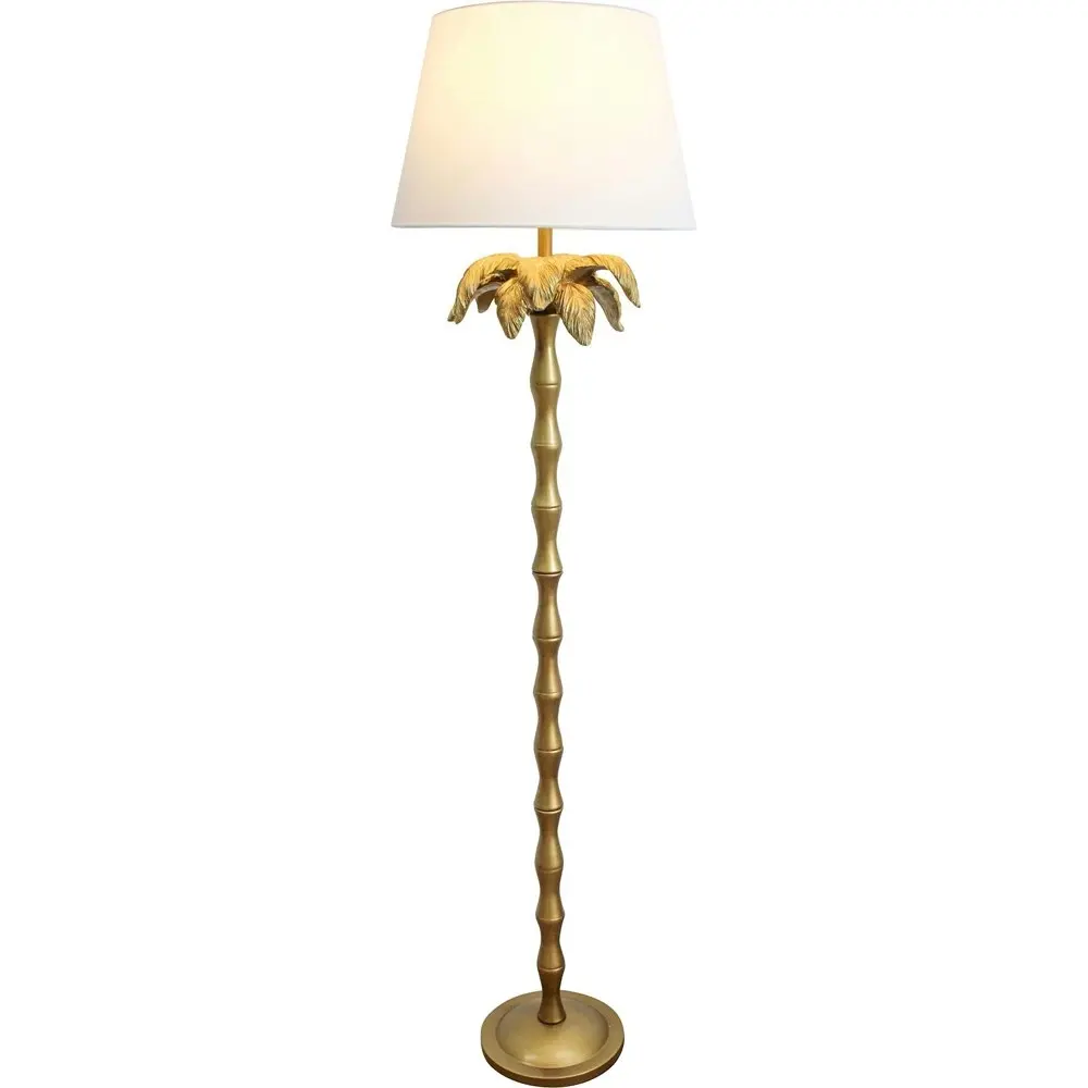 LVD Linen/Polyresin Floor Lamp Palm Home/Room Decor Night Light 157cm Gold