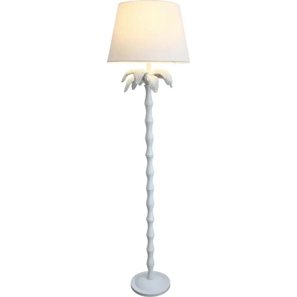 LVD Linen/Polyresin Floor Lamp Palm Home/Room Decor Night Light 157cm White