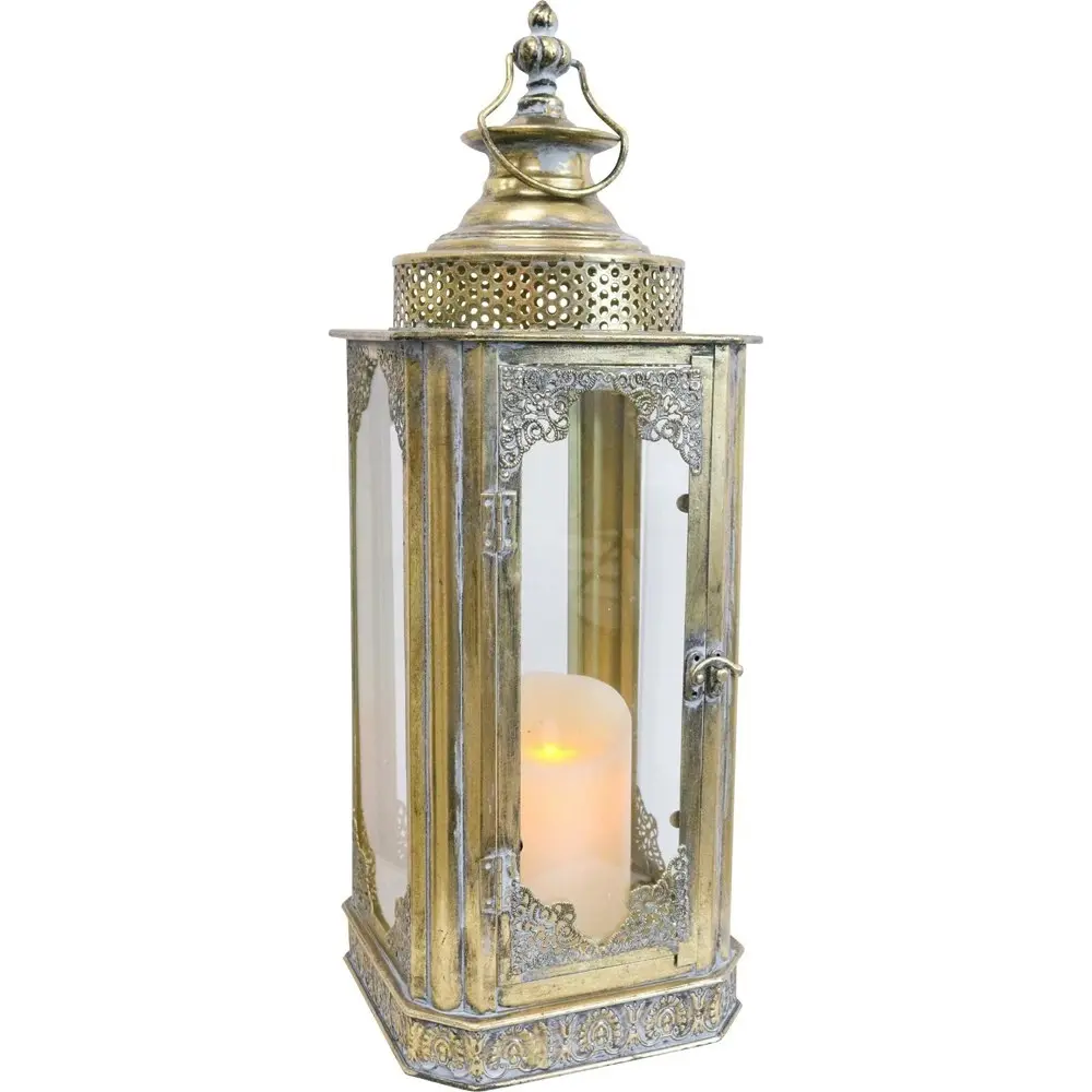 LVD Metal/Glass Vintage Lantern Outdoor Lighting Home Decor 21.5x58.5cm Gold