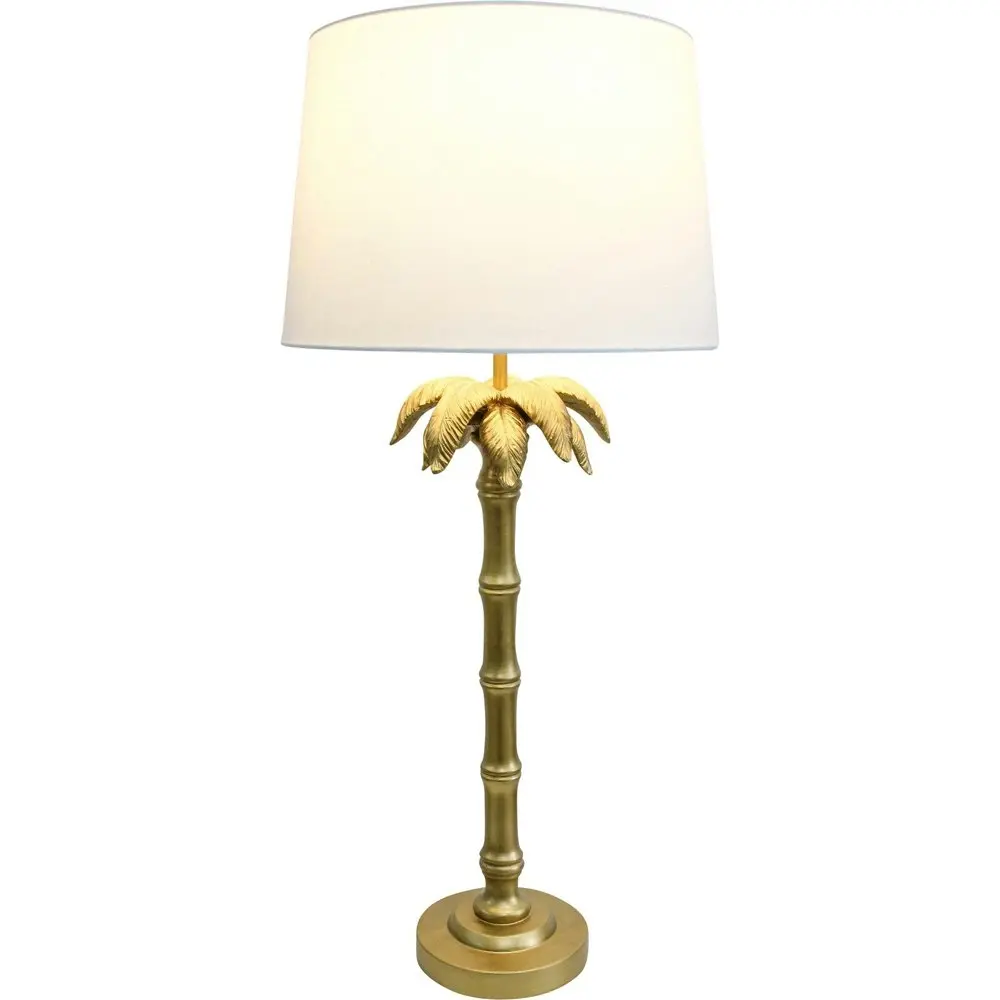 LVD Linen/Polyresin Lamp Palm Elegance Antique Room Light Decor 78cm Gold