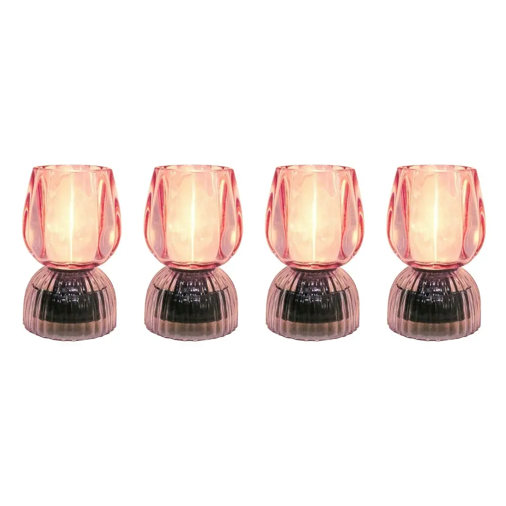 4x LVD Led Glass Home/Room Bedside Lamp Light Tabletop Decor 13cm Pink Passion