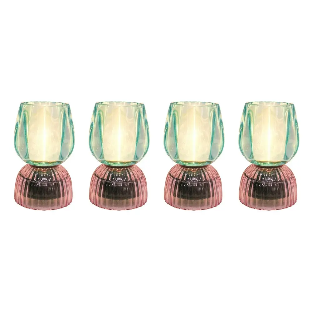 4x LVD Led Glass Home/Room Bedside Lamp Light Tabletop Decor 13cm Tangarine GRN