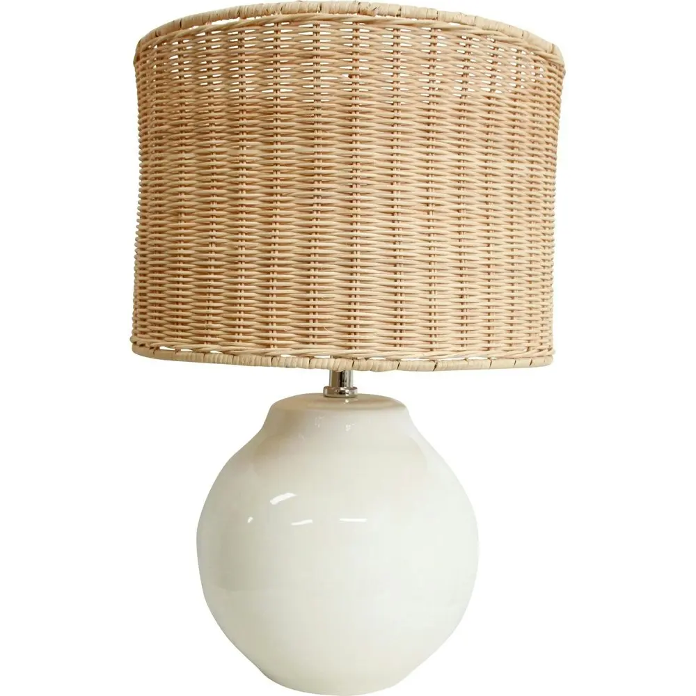 LVD Ceramic/Rattan Lamp Havana Room Decor Tabletop Desk Light 48cm White