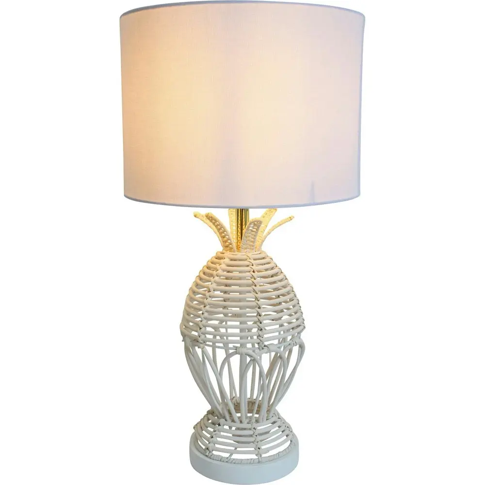 LVD Linen/Rattan Lamp Islander Room Decor Tabletop Desk Light 55.4cm White