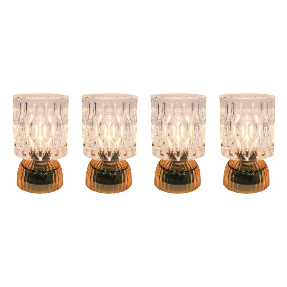 4x LVD Led Glass Home/Room Bedside Lamp Light Tabletop Decor 15cm Dark Amber