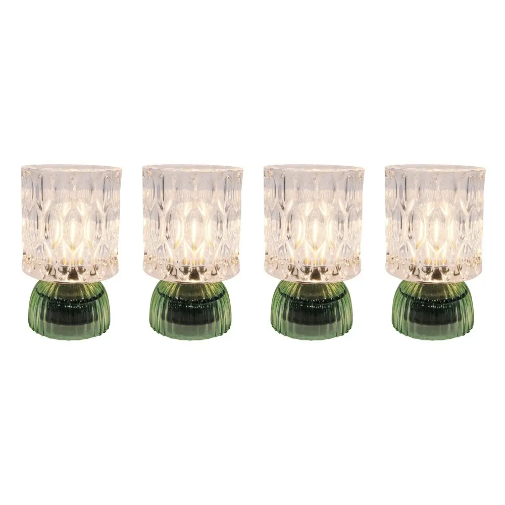 4x LVD Led Glass Home/Room Bedside Lamp Night Light Tabletop Decor 15cm Green