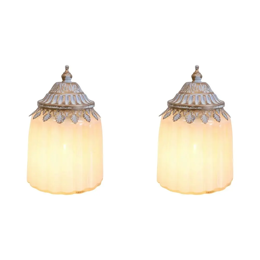 2x LVD Lantern LED Lines Decorative Lighting Tabletop Display 12cm Home Decor