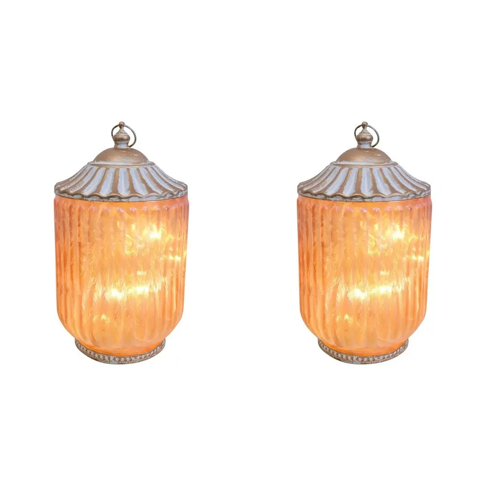 2x LVD Lantern LED Large Vasey Decorative Lighting Tabletop 19cm Home Decor