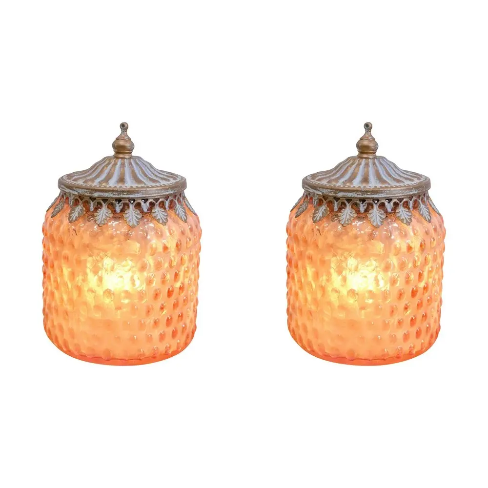 2x LVD Lantern LED Dimple Decorative Lighting Tabletop Display 11cm Home Decor