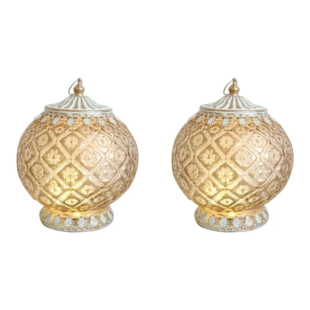 2x LVD Lantern LED Round Goldwash Decorative Lighting Tabletop Display Decor