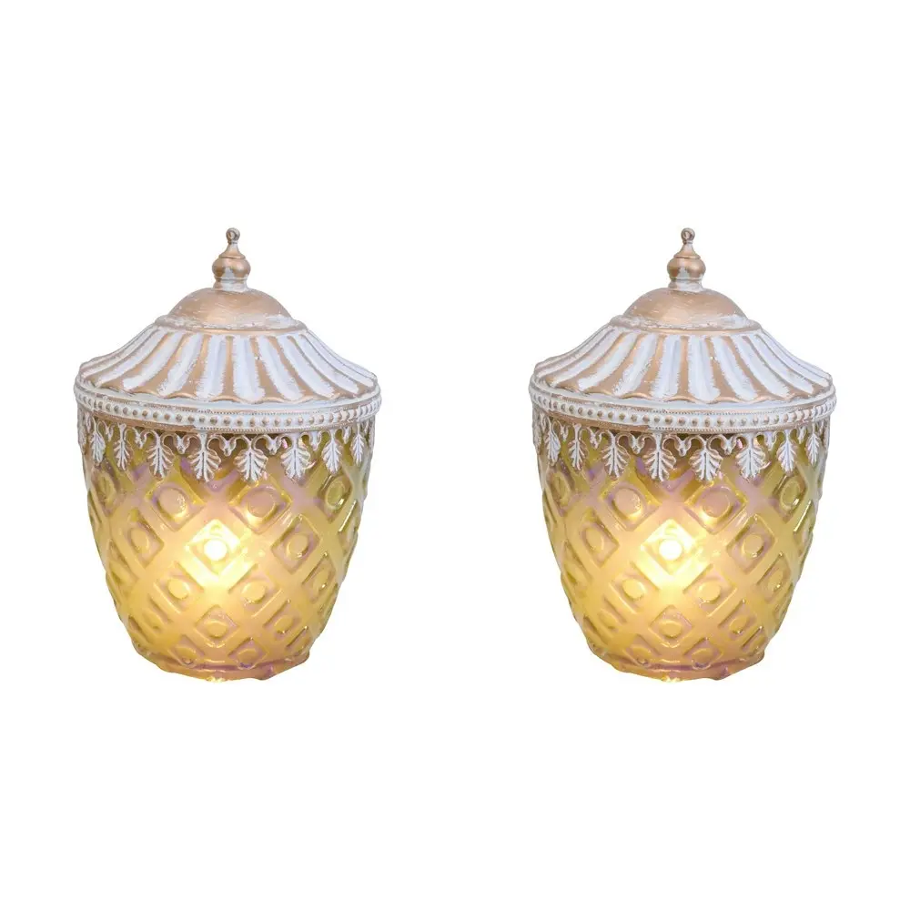 2x LVD Lantern LED Diamont Decorative Lighting Tabletop Display 16.5cm Decor