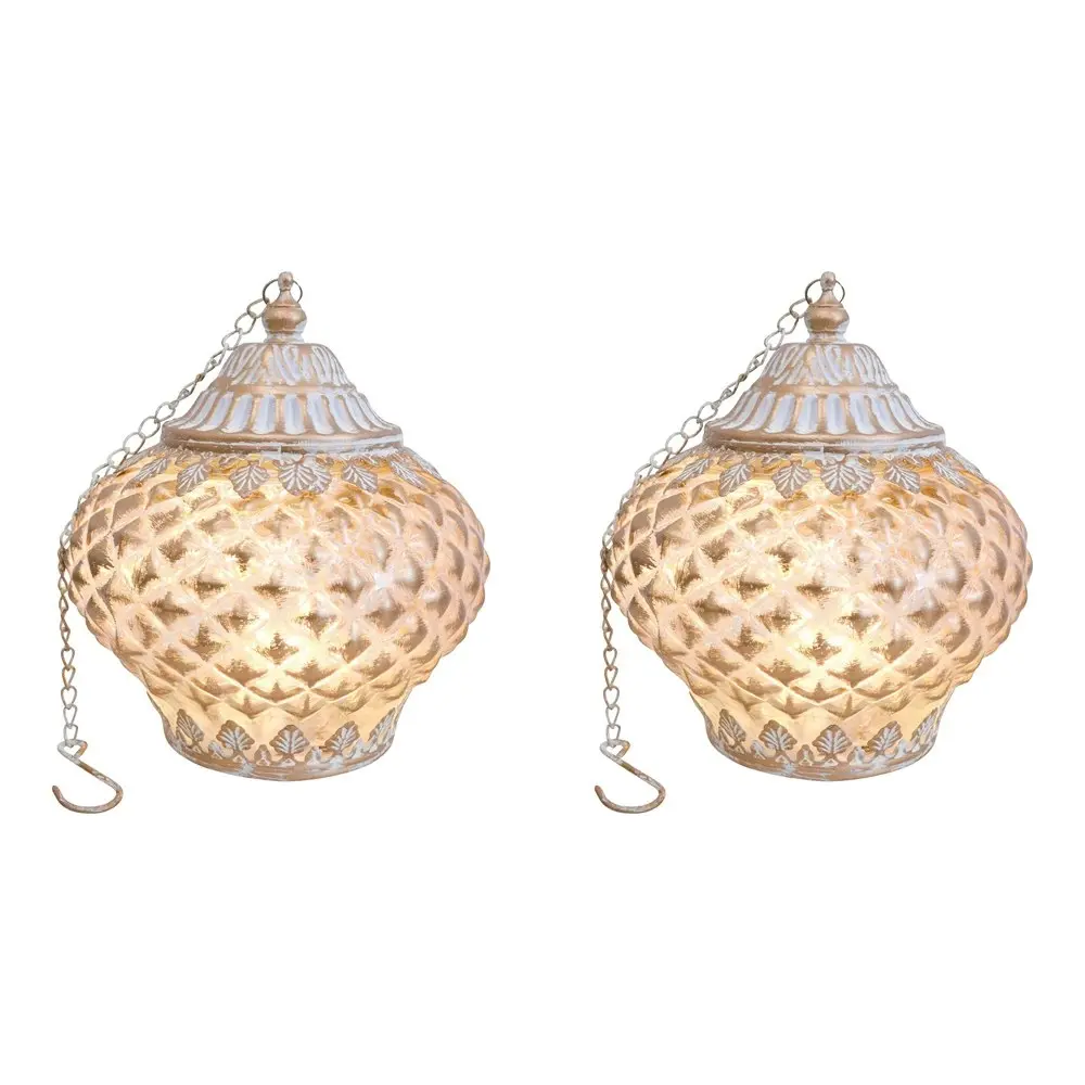 2x LVD Lantern LED Temple Goldwash Decorative Lighting Tabletop 15cm Home Decor