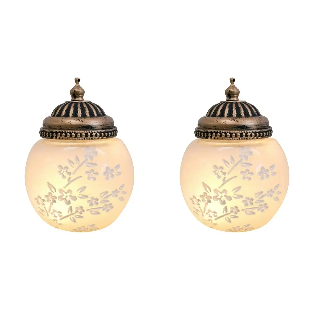 2x LVD Lantern LED Round Vine Frost Decorative Lighting Tabletop 14cm Home Decor