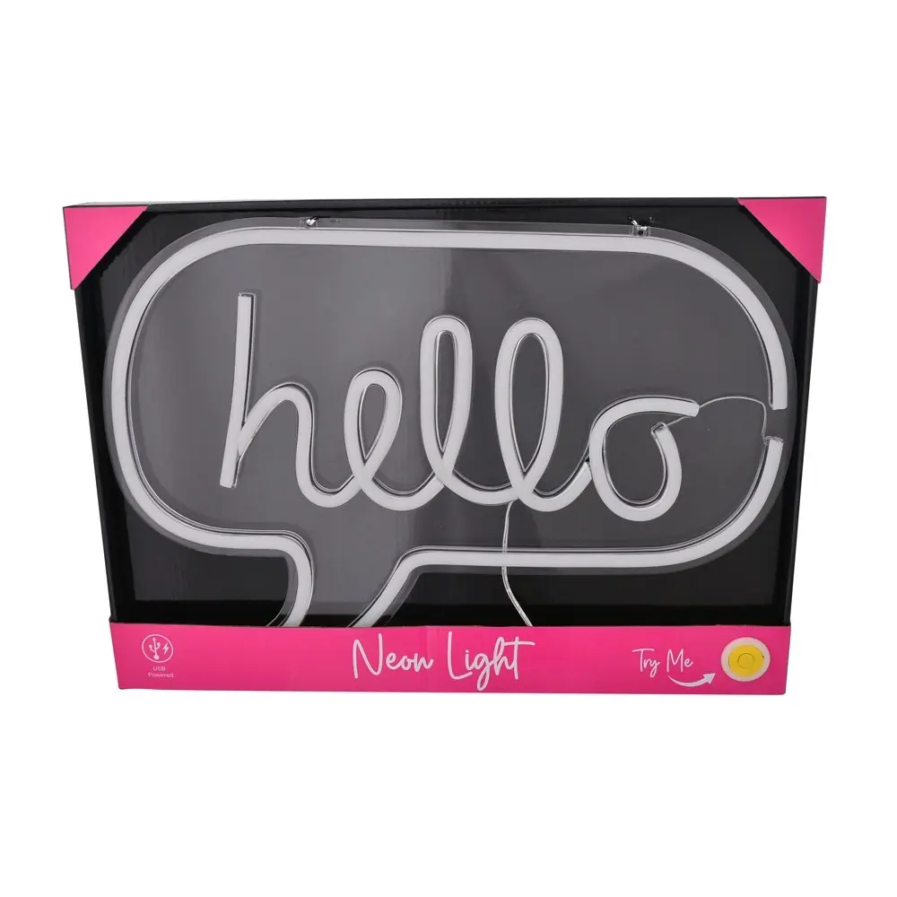 Gibson Gifts Hello LED Neon Light Wall Sign Home/Room 42cm Hanging Decor